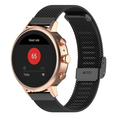 18 มม.ตาข่ายโลหะสายรัดข้อมือสำหรับ Fossil หญิงกีฬา/Charter HR/Gen 4 Q Venture HR