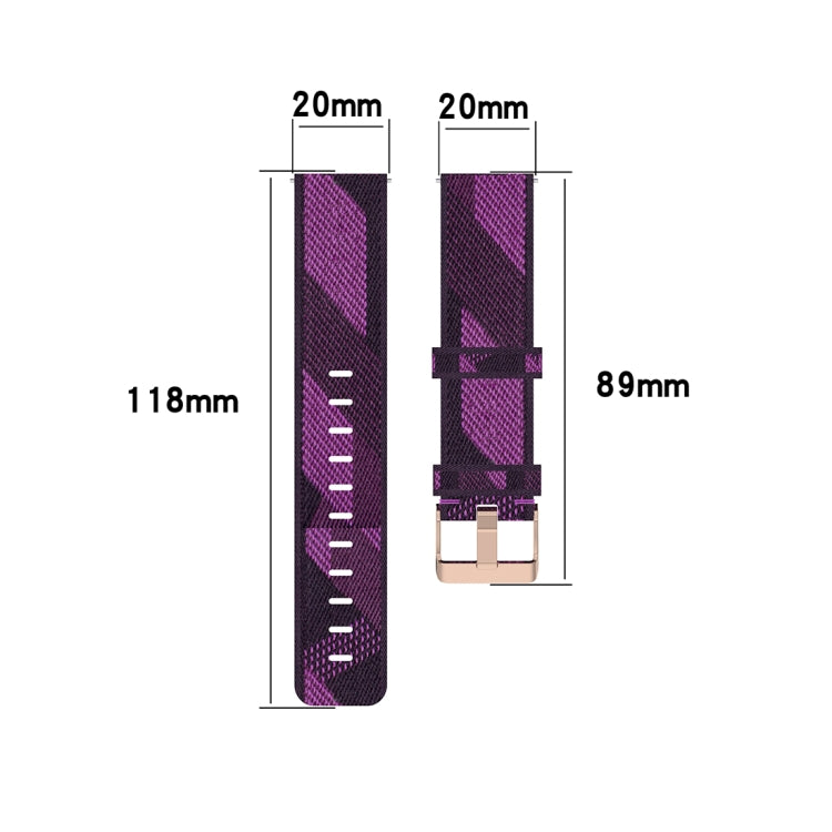 20 มม.ลายสานสายรัดข้อมือไนลอนสำหรับ Garmin Venu,Vivomove 3,Vivoactive 3,Forerunner 245 / 645