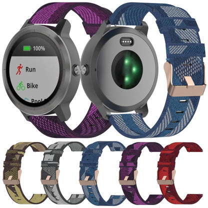20 มม.ลายสานสายรัดข้อมือไนลอนสำหรับ Garmin Venu,Vivomove 3,Vivoactive 3,Forerunner 245 / 645