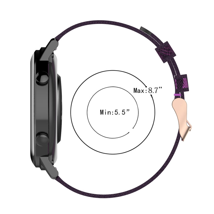 20 มม.ลายสานไนลอนสายรัดข้อมือสายนาฬิกาสำหรับ Huawei GT 2 42 มม./Honor Magic Watch 2 42 มม.