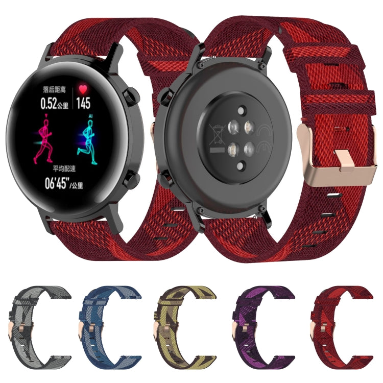 20 มม.ลายสานไนลอนสายรัดข้อมือสายนาฬิกาสำหรับ Huawei GT 2 42 มม./Honor Magic Watch 2 42 มม.