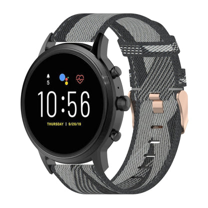 22 มม.ลายสานไนลอนสายรัดข้อมือสำหรับนาฬิกา Fossil Gen 5 Carlyle, Gen 5 Julianna, Gen 5 Garrett, Gen 5 Carlyle HR