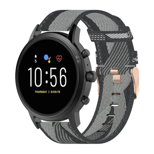 22 มม.ลายสานไนลอนสายรัดข้อมือสำหรับนาฬิกา Fossil Gen 5 Carlyle, Gen 5 Julianna, Gen 5 Garrett, Gen 5 Carlyle HR