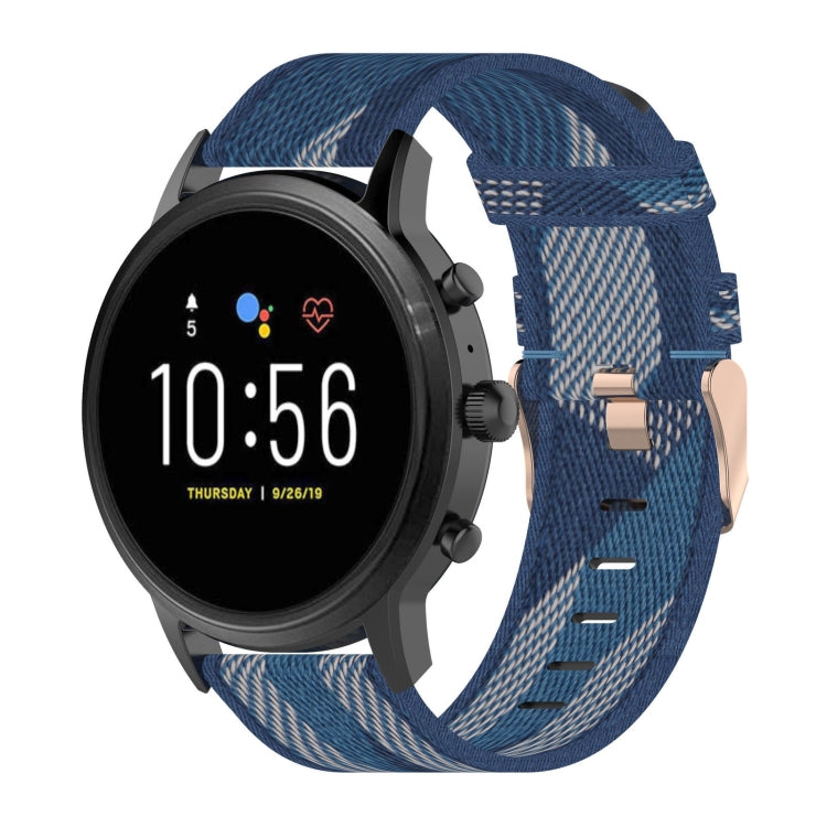 22 มม.ลายสานไนลอนสายรัดข้อมือสำหรับนาฬิกา Fossil Gen 5 Carlyle, Gen 5 Julianna, Gen 5 Garrett, Gen 5 Carlyle HR