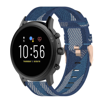 22 มม.ลายสานไนลอนสายรัดข้อมือสำหรับนาฬิกา Fossil Gen 5 Carlyle, Gen 5 Julianna, Gen 5 Garrett, Gen 5 Carlyle HR