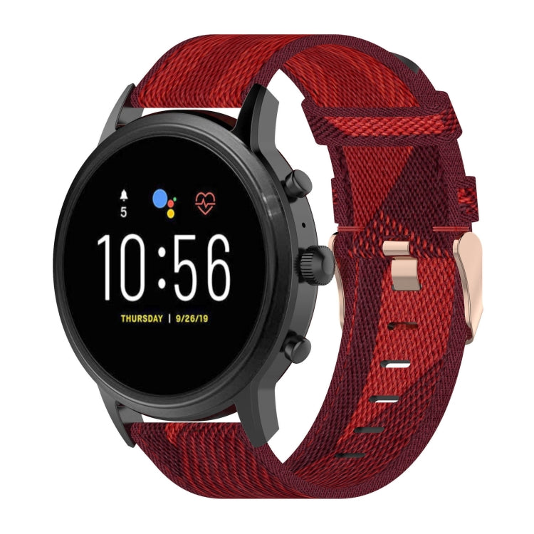 22 มม.ลายสานไนลอนสายรัดข้อมือสำหรับนาฬิกา Fossil Gen 5 Carlyle, Gen 5 Julianna, Gen 5 Garrett, Gen 5 Carlyle HR