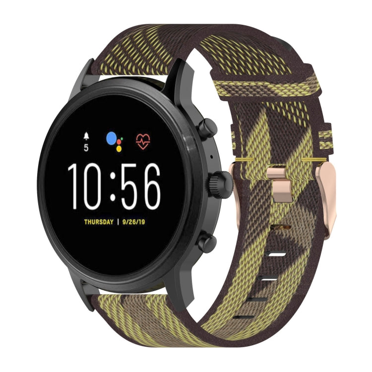 22 มม.ลายสานไนลอนสายรัดข้อมือสำหรับนาฬิกา Fossil Gen 5 Carlyle, Gen 5 Julianna, Gen 5 Garrett, Gen 5 Carlyle HR