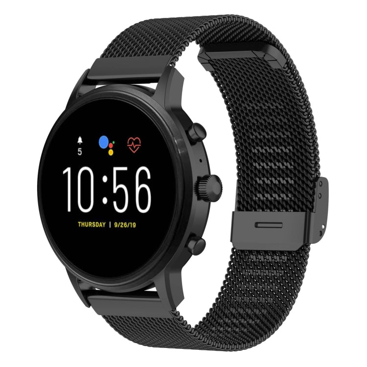 22 มม. ตาข่ายโลหะสายรัดข้อมือสายนาฬิกาสำหรับ Fossil Gen 5 Carlyle / Gen 5 Julianna / Gen 5 Garrett / Gen 5 Carlyle HR