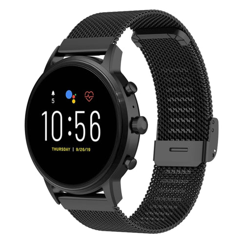 22 มม. ตาข่ายโลหะสายรัดข้อมือสายนาฬิกาสำหรับ Fossil Gen 5 Carlyle / Gen 5 Julianna / Gen 5 Garrett / Gen 5 Carlyle HR
