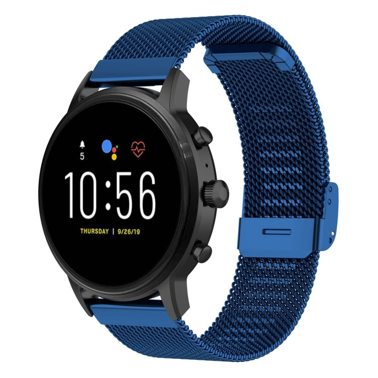 22 มม. ตาข่ายโลหะสายรัดข้อมือสายนาฬิกาสำหรับ Fossil Gen 5 Carlyle / Gen 5 Julianna / Gen 5 Garrett / Gen 5 Carlyle HR