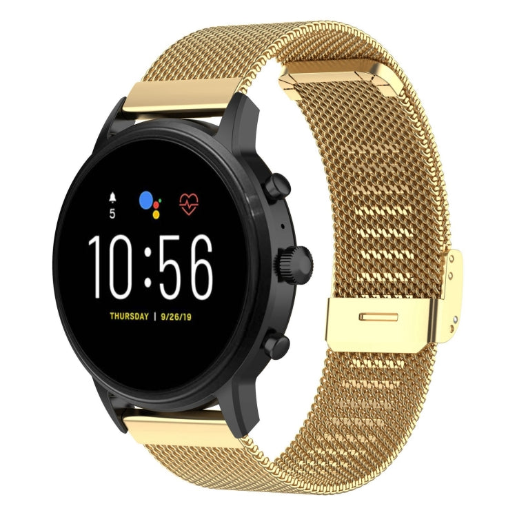 22 มม. ตาข่ายโลหะสายรัดข้อมือสายนาฬิกาสำหรับ Fossil Gen 5 Carlyle / Gen 5 Julianna / Gen 5 Garrett / Gen 5 Carlyle HR