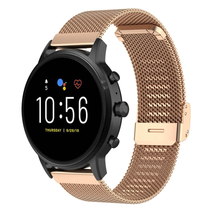 22 มม. ตาข่ายโลหะสายรัดข้อมือสายนาฬิกาสำหรับ Fossil Gen 5 Carlyle / Gen 5 Julianna / Gen 5 Garrett / Gen 5 Carlyle HR