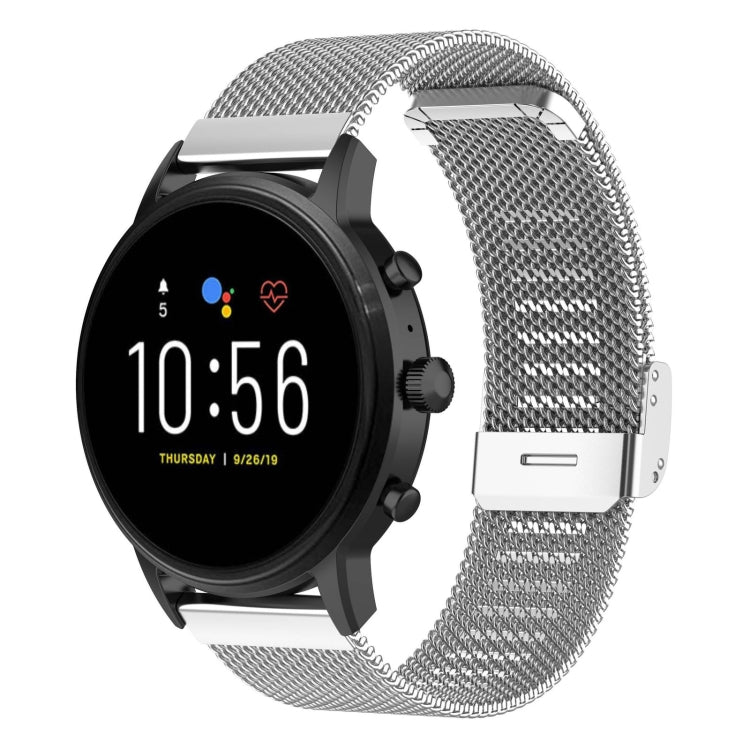22 มม. ตาข่ายโลหะสายรัดข้อมือสายนาฬิกาสำหรับ Fossil Gen 5 Carlyle / Gen 5 Julianna / Gen 5 Garrett / Gen 5 Carlyle HR