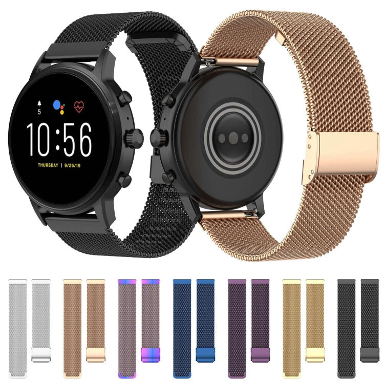 22 มม. ตาข่ายโลหะสายรัดข้อมือสายนาฬิกาสำหรับ Fossil Gen 5 Carlyle / Gen 5 Julianna / Gen 5 Garrett / Gen 5 Carlyle HR