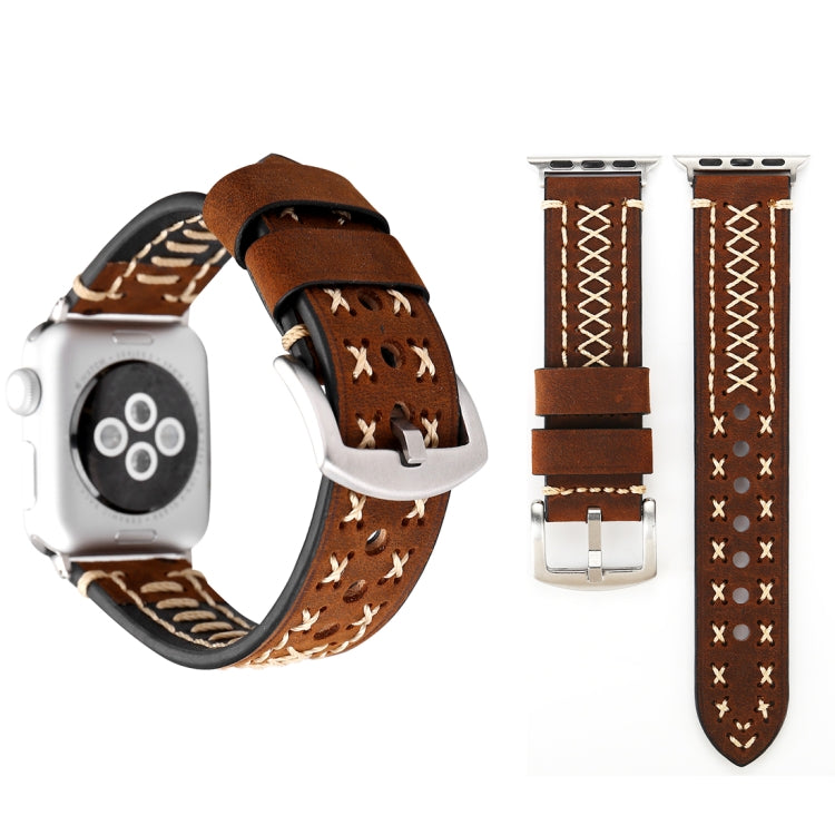 สำหรับ Apple Watch Series 8 & 7 41 มม./SE 2 & 6 & SE & 5 & 4 40 มม./3 & 2 & 1 38 มม.รูปแบบสายนาฬิกาข้อมือหนังแท้, For 38mm