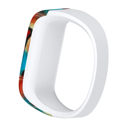 สายนาฬิกาซิลิโคนลายขนนกสีสันสดใสสำหรับ Garmin Vivofit JR ขนาด: เล็ก