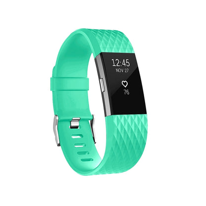 สายนาฬิกาสปอร์ตแบบปรับได้ลายเพชรสำหรับ FITBIT Charge 2, ขนาด: L, 12.5x8.5cm, L