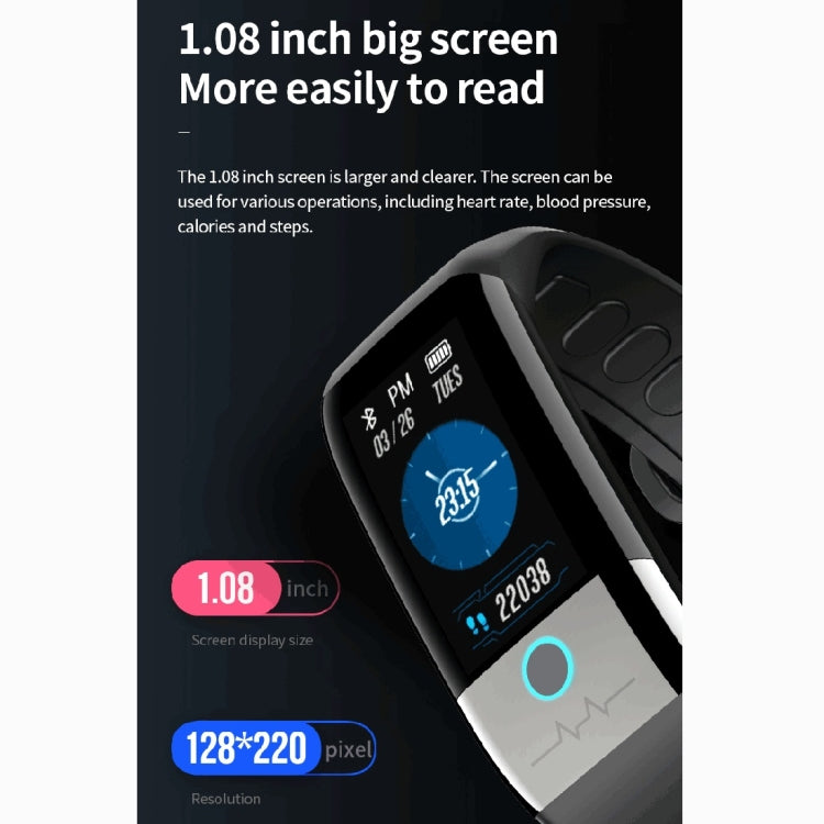 X1 1.08 นิ้วหน้าจอสี IP67 สายรัดข้อมือสมาร์ทวอทช์กันน้ำ, รองรับการแจ้งเตือนข้อความ / เครื่องวัดอัตราการเต้นของหัวใจ / การตรวจสอบออกซิเจนในเลือด / การตรวจสอบความดันโลหิต / การตรวจสอบการนอนหลับ