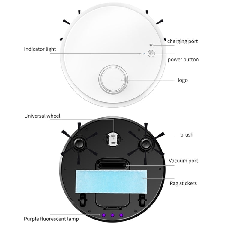 BOWAI OB12 หุ่นยนต์กวาดชาร์จ USB อัจฉริยะในครัวเรือน, OB12 (White)