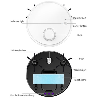 BOWAI OB12 หุ่นยนต์กวาดชาร์จ USB อัจฉริยะในครัวเรือน, OB12 (White)
