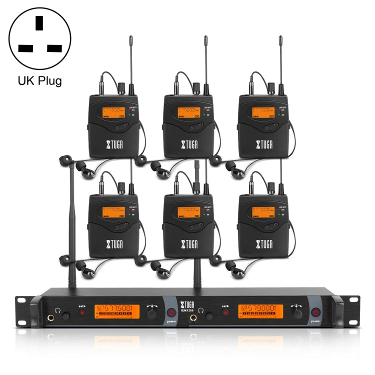 XTUGA IEM1200 เครื่องส่งสัญญาณไร้สาย 6 Bodypack Stage นักร้องชนิดใส่ในหูระบบ, Transmitter 6 Bodypack