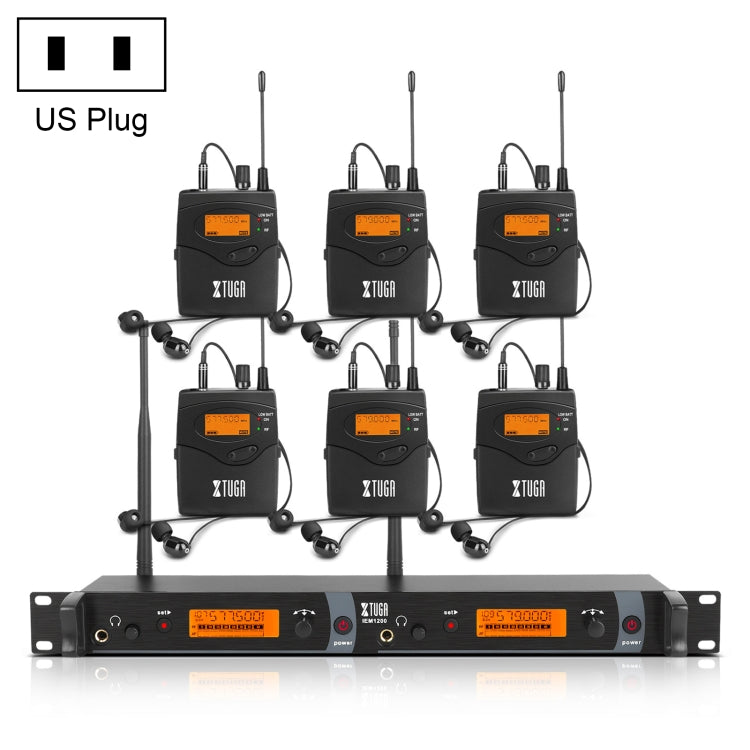 XTUGA IEM1200 เครื่องส่งสัญญาณไร้สาย 6 Bodypack Stage นักร้องชนิดใส่ในหูระบบ, Transmitter 6 Bodypack
