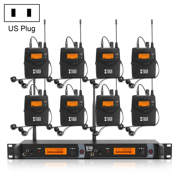 XTUGA IEM1200 เครื่องส่งสัญญาณไร้สาย 8 Bodypack Stage นักร้องชนิดใส่ในหูระบบ, Transmitter 8 Bodypack