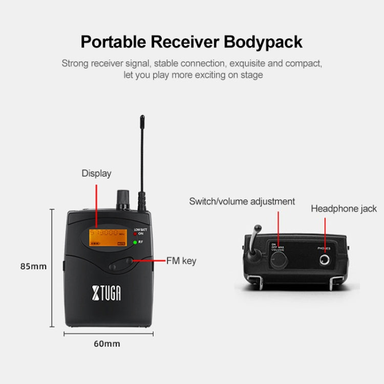 XTUGA IEM1200 เครื่องส่งสัญญาณไร้สาย 8 Bodypack Stage นักร้องชนิดใส่ในหูระบบ, Transmitter 8 Bodypack