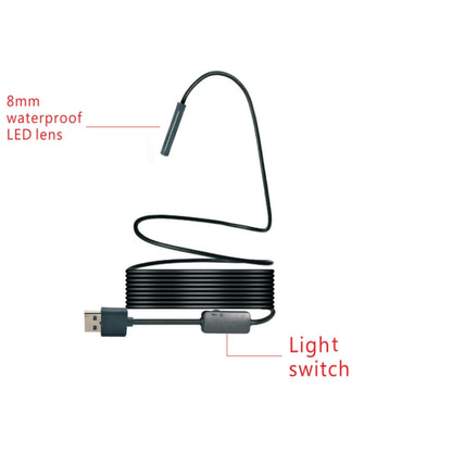 YPC110 กล้อง 8 มม. 2.0MP HD กล้องส่องกล้อง WiFi กล้องตรวจสอบท่องูพร้อมไฟ LED 8 ดวง, กันน้ำ IP68, เส้นผ่านศูนย์กลางเลนส์: 8 มม., ความยาว: 3.5 ม., เส้นอ่อน, 3.5m Soft Line