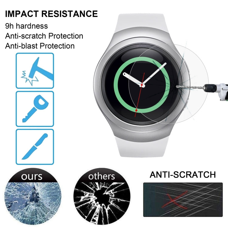 2 ชิ้น ENKAY Hat-Prince สำหรับ Samsung Gear S2 ดูสมาร์ท 0.2 มิลลิเมตร 9H ความแข็งพื้นผิว 2.15D ฟิล์มกระจกนิรภัยป้องกันการระเบิด