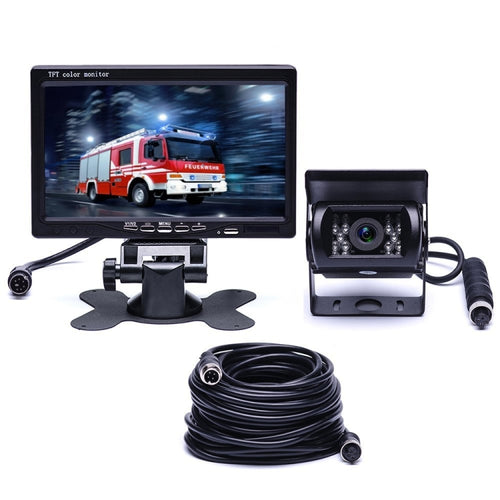 F0505 7 นิ้ว HD รถ 18 IR LEDs กล้องสำรองจอภาพกระจกมองหลังพร้อมสายเคเบิล 10 เมตร, Single Camera