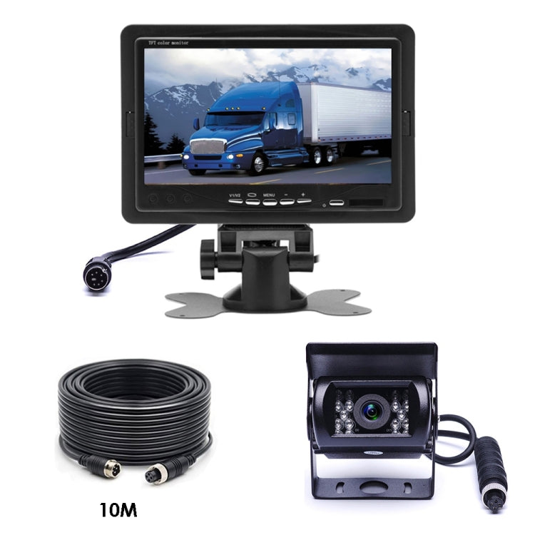 F0505 7 นิ้ว HD รถ 18 IR LEDs กล้องสำรองจอภาพกระจกมองหลังพร้อมสายเคเบิล 10 เมตร, Single Camera
