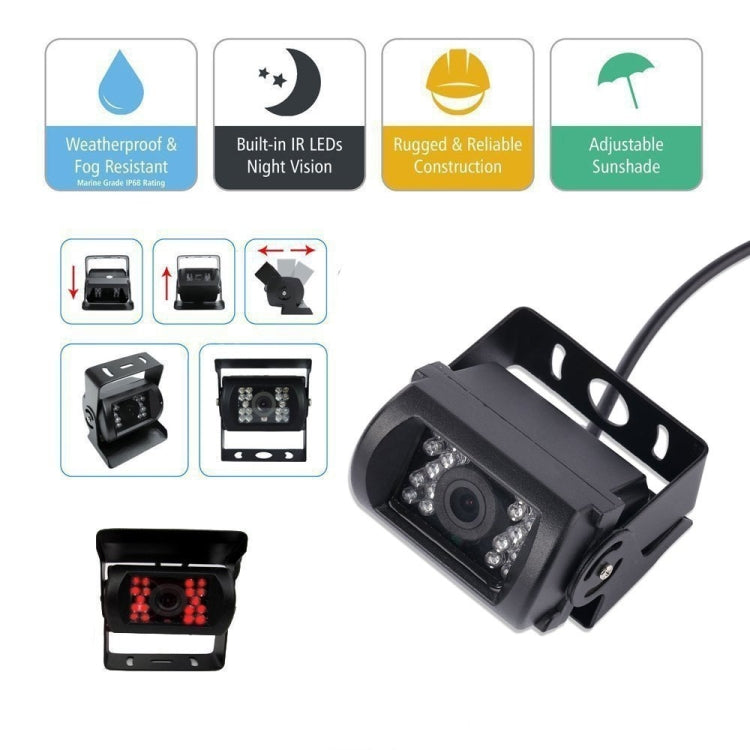 F0505 7 นิ้ว HD รถ 18 IR LEDs กล้องสำรองจอภาพกระจกมองหลังพร้อมสายเคเบิล 10 เมตร, Single Camera
