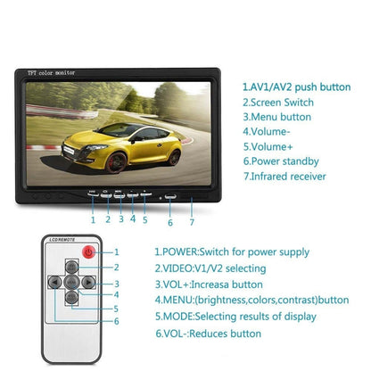 F0505 7 นิ้ว HD รถ 18 IR LEDs กล้องสำรองจอภาพกระจกมองหลังพร้อมสายเคเบิล 10 เมตร, Single Camera