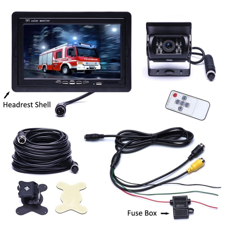 F0505 7 นิ้ว HD รถ 18 IR LEDs กล้องสำรองจอภาพกระจกมองหลังพร้อมสายเคเบิล 10 เมตร, Single Camera