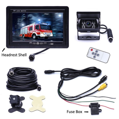 F0505 7 นิ้ว HD รถ 18 IR LEDs กล้องสำรองจอภาพกระจกมองหลังพร้อมสายเคเบิล 10 เมตร, Single Camera