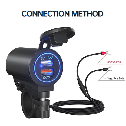 ZH-723F5 รถยนต์ / รถจักรยานยนต์ QC3.0 โทรศัพท์มือถือชาร์จเร็ว Dual USB Car Charger