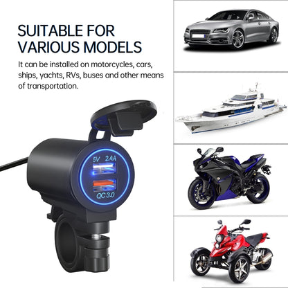 ZH-723F5 รถยนต์ / รถจักรยานยนต์ QC3.0 โทรศัพท์มือถือชาร์จเร็ว Dual USB Car Charger