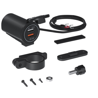 ZH-723F5 รถยนต์ / รถจักรยานยนต์ QC3.0 โทรศัพท์มือถือชาร์จเร็ว Dual USB Car Charger