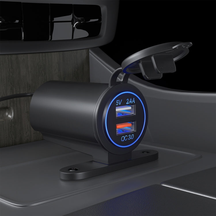 ZH-723F5 รถยนต์ / รถจักรยานยนต์ QC3.0 โทรศัพท์มือถือชาร์จเร็ว Dual USB Car Charger