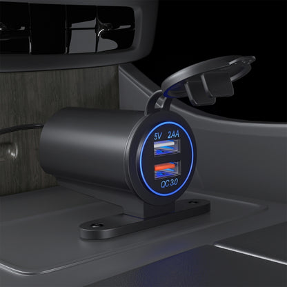 ZH-723F5 รถยนต์ / รถจักรยานยนต์ QC3.0 โทรศัพท์มือถือชาร์จเร็ว Dual USB Car Charger