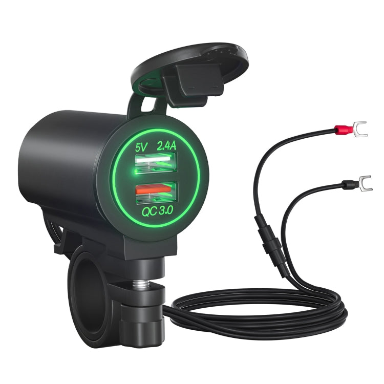ZH-723F5 รถยนต์ / รถจักรยานยนต์ QC3.0 โทรศัพท์มือถือชาร์จเร็ว Dual USB Car Charger