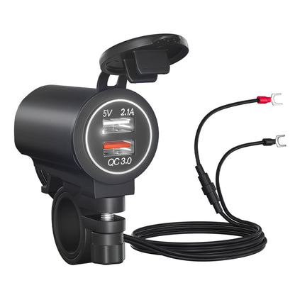 ZH-723F5 รถยนต์ / รถจักรยานยนต์ QC3.0 โทรศัพท์มือถือชาร์จเร็ว Dual USB Car Charger