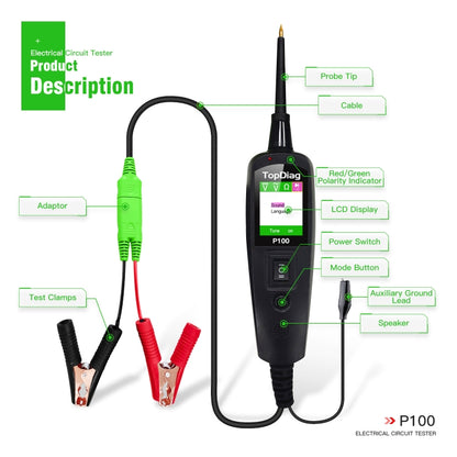 TopDiag P100 Car Circuit Intelligent Analyzer เครื่องมือวินิจฉัย, ความยาวสายเคเบิล: 2 ม, TopDiag P100 2m