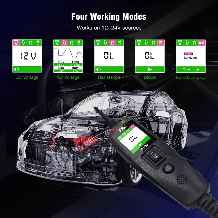TopDiag P100 Car Circuit Intelligent Analyzer เครื่องมือวินิจฉัย, ความยาวสายเคเบิล: 2 ม, TopDiag P100 2m