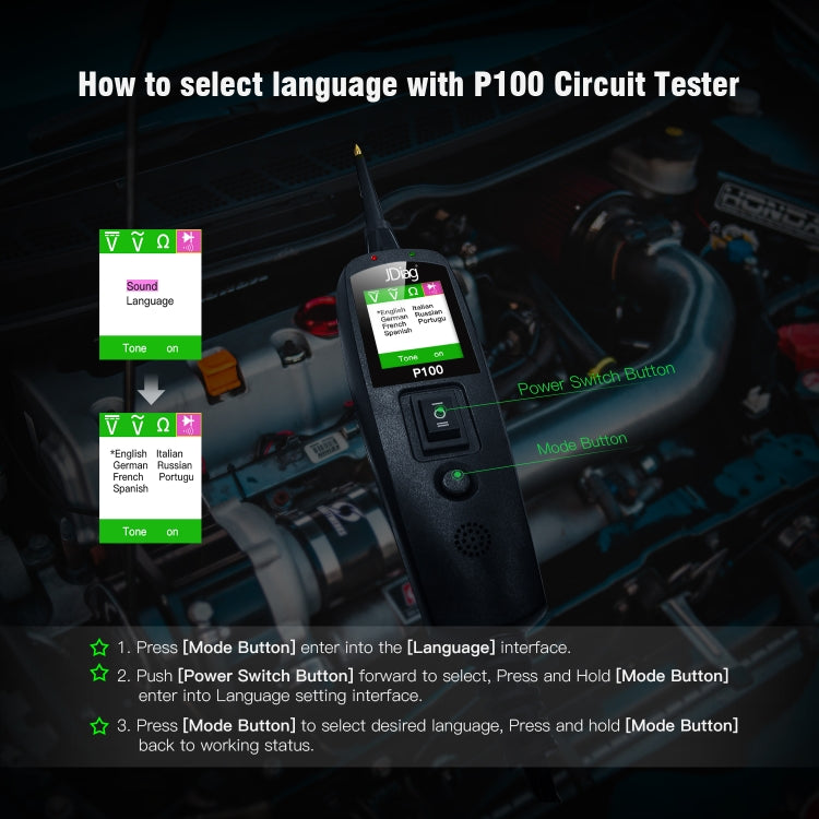 TopDiag P100 Car Circuit Intelligent Analyzer เครื่องมือวินิจฉัย, ความยาวสายเคเบิล: 2 ม, TopDiag P100 2m