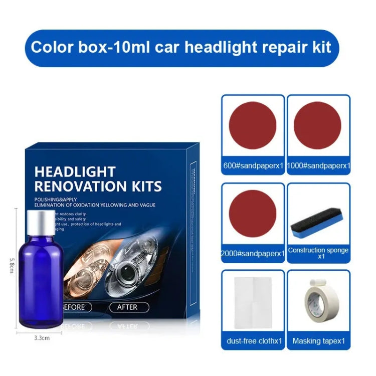 ชุดน้ำยาซ่อมแซมรอยขีดข่วนไฟหน้ารถสีเหลือง ความจุ: 10 มล, 10ml