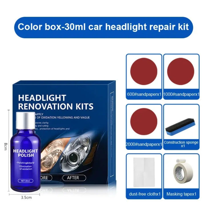 ชุดน้ำยาซ่อมแซมรอยขีดข่วนไฟหน้ารถสีเหลือง ความจุ: 30มล, 30ml