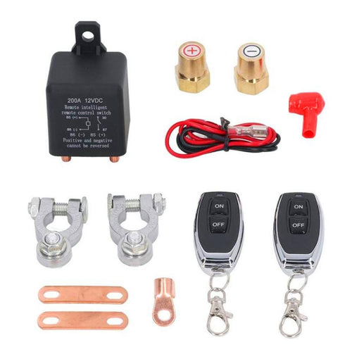 ZL180 12V 200A รถ รีเลย์ รีโมท ตัวแยกแบตเตอรี่ Rireless พร้อมคลิปแบตเตอรี่ x 2 และรีโมทคอนโทรล x 2, 12V 200A  with Battery Clip x 2 & Remote Control x 2