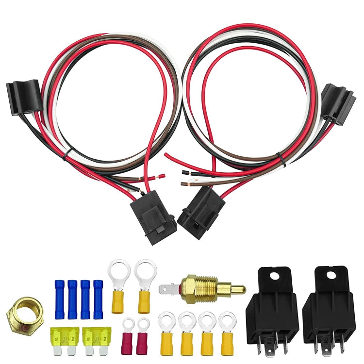 รถ 12V 40A 175-185 องศาเทอร์โมสตัทพัดลมระบายความร้อนแบบคู่สายไฟรีเลย์ชุดเซ็นเซอร์, Electric Cooling Fan Wiring Relay